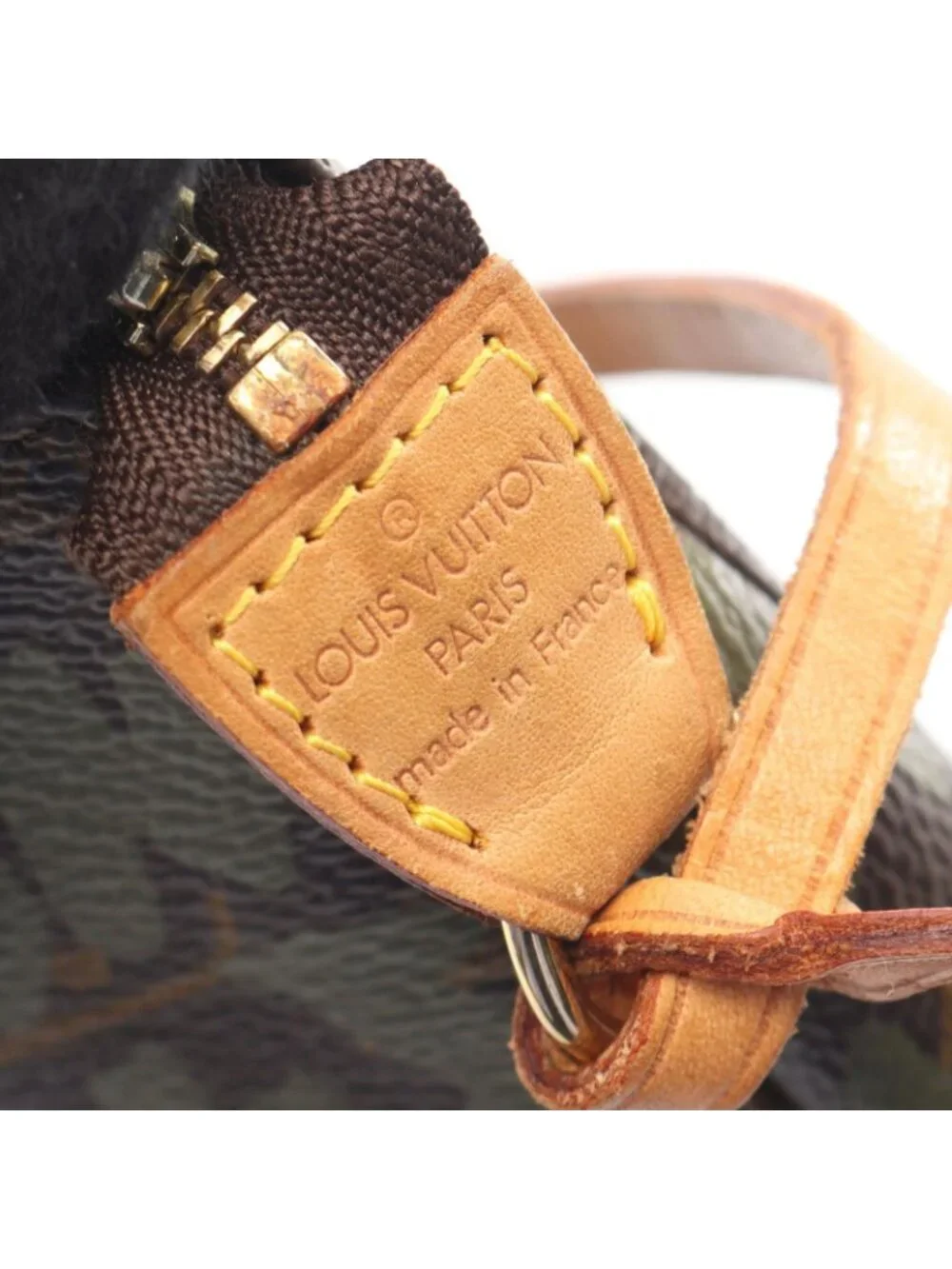 Louis Vuitton Handbag Pochette Khaki Canvas Leather